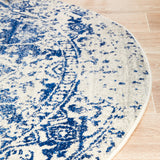 Evoke 253 White Navy Round Rug
