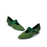 Princess Crystal Strap Mary Jane Wedges - Green