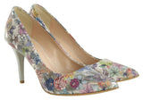 Bosccolo Womens High Heels - Flowers On Silver