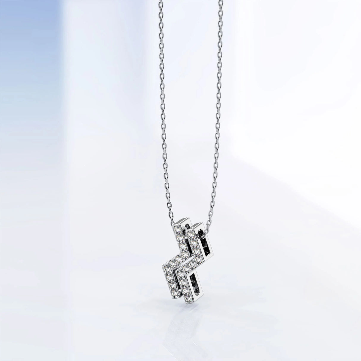Krystal Couture Zigzag Pendant Necklace in White Gold Embellished with SWAROVSKI Crystals