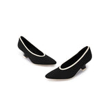 Modish Slip-On Block Heel Pumps - Black