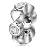 Solid 925 Sterling Silver Deep Love CZ Charm