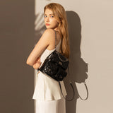 Multi-Pocket Chainstrap Quilted Backpack - Black