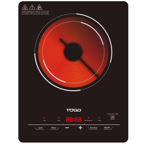 TODO 2000W Infrared Hotplate Electric Cooktop Tempered Crystal Glass Touch Control