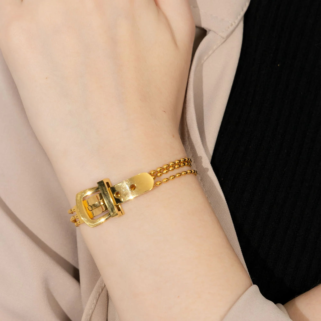 Bullion Gold Luca Gold Buckle-Pendant Bracelet