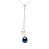 Necklace Toi & Moi Drop Freshwater Pearl White & Black