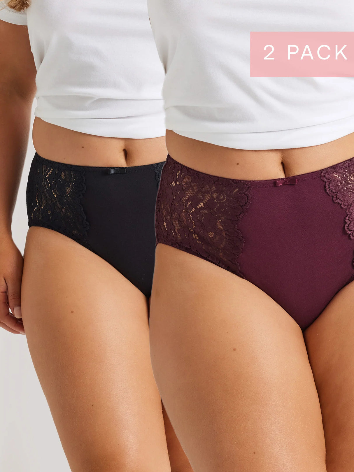 2 Pack Daily Essentials Stretch Lace & Cotton Full Brief (219)