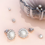Bullion Gold Sublime Starry Pearl & CZ Stud Earrings White Gold