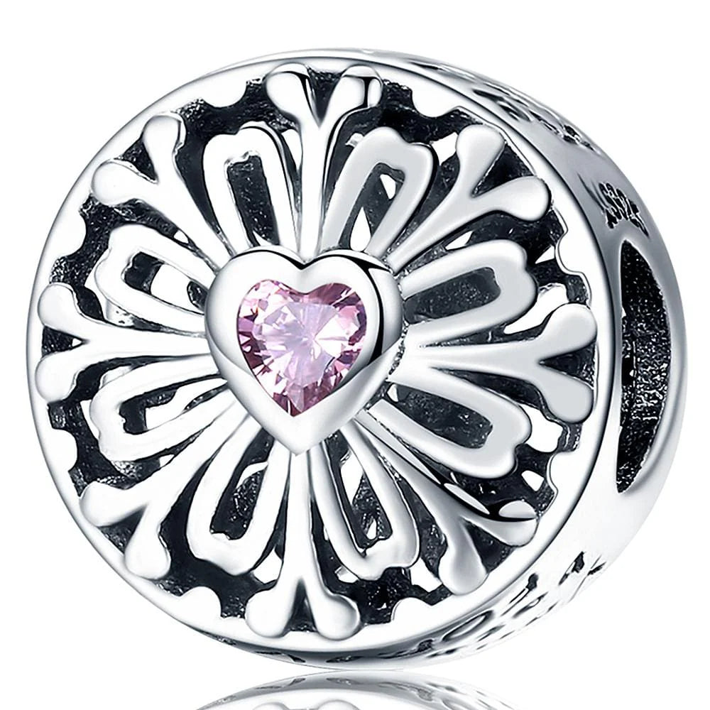 Solid 925 Sterling Silver You Are My Best Friend FOREVER Inscription Heart CZ Charm