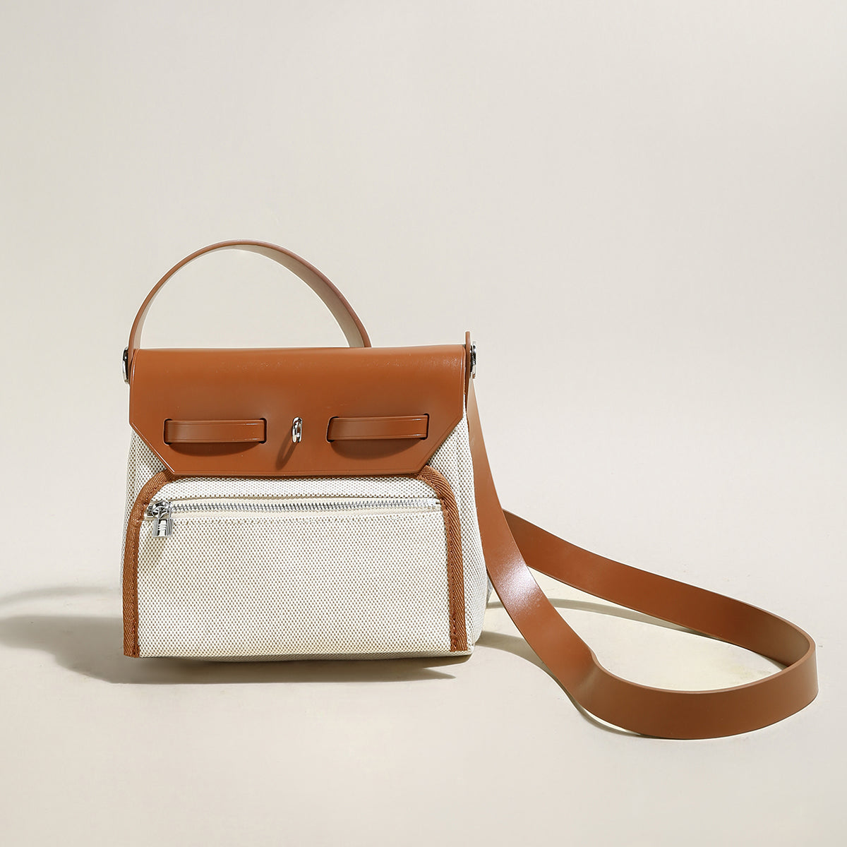 Monet Mini Canvas & Leather Crossbody Bag - Brown