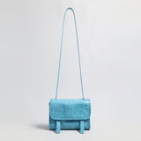 Vintage Glazed Calfskin Messenger Bag - Blue