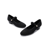 Vintage Tweed Low Heel Mary Jane Shoes - Black