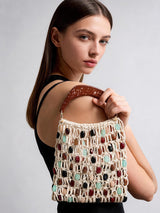 Beaded Macramé Net Handbag - Ivory