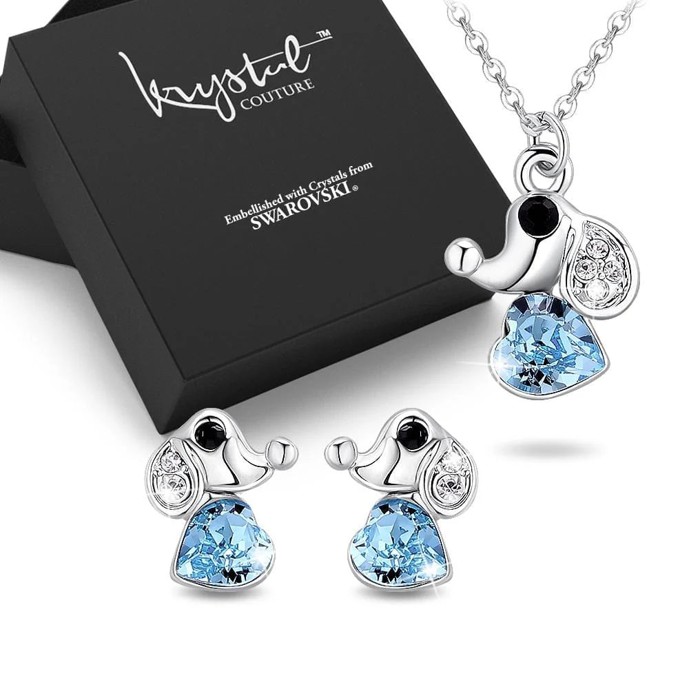 Boxed Cute Elephant Necklace and Earrings Set Embellished with SWAROVSKI® crystals