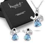 Boxed Cute Elephant Necklace and Earrings Set Embellished with SWAROVSKI® crystals
