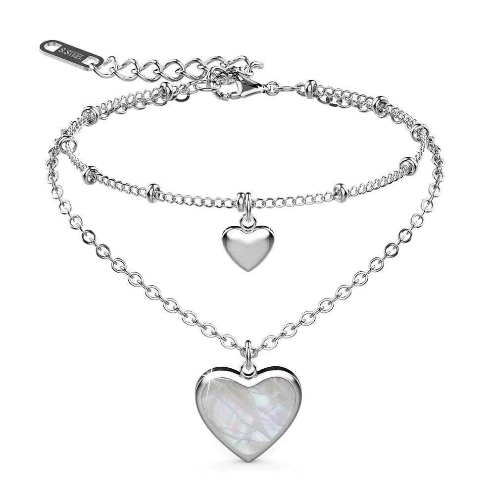 Bullion Gold River's Heart Bracelet in High Polished Stainless Steel