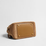Suede Leather Bowling Bag - Camel