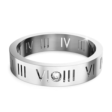 Bullion Gold Romanian Numeral Ring in White Gold