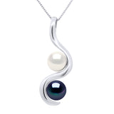 Pendant You & Me* - "Natural Pearl White" & "Black Tahitian Style" - Longueur 42 cm
