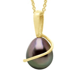 Beaded Pendant with Retour Yellow Gold 375 and Real Cultured Tahiti Pearl Pear 8-9 mm - Longueur 42 cm