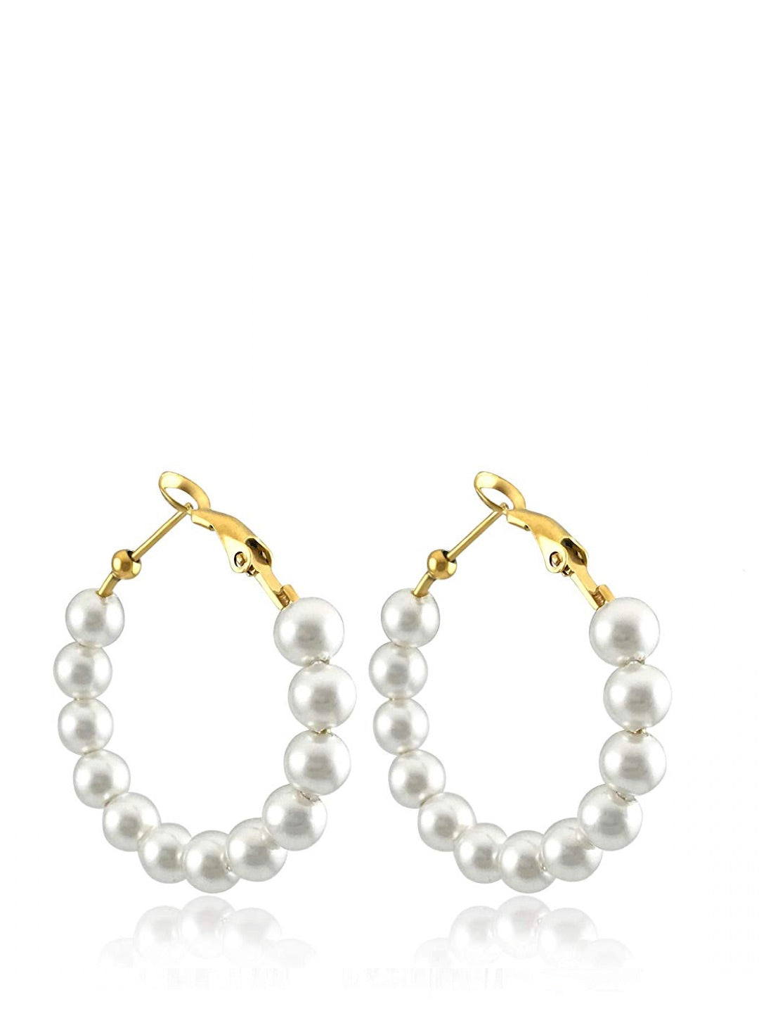 Liv Oliver 18K Gold Pearl Hoop Earrings