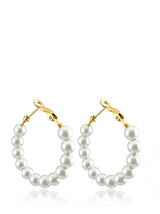 Liv Oliver 18K Gold Pearl Hoop Earrings