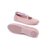 Rhinestone Cross Strap Knit Ballet Flats - Pink