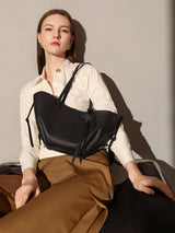 Valencia Knot Leather Tote Bag - Black