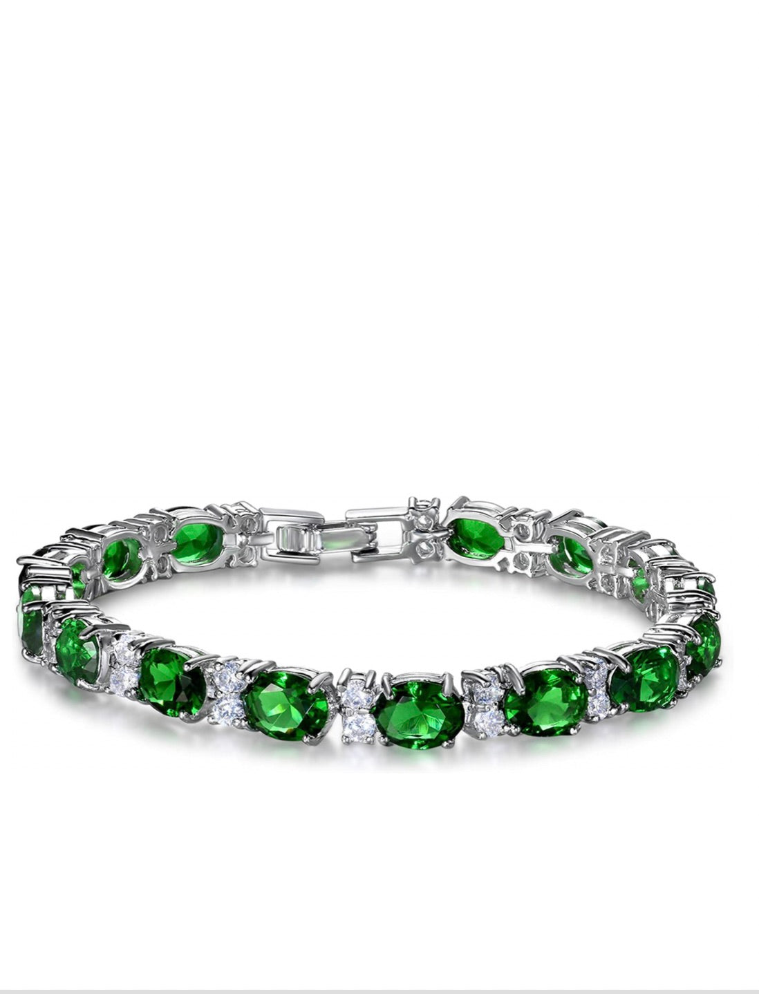 Liv Oliver 18K Gold Green Quartz Tennis Braclelet