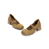 Lafayette Square Toe Mary Jane Pumps - Tan
