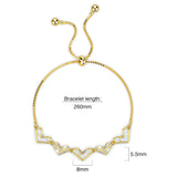 Bullion Gold Laurel Diamonelle Hearts on Mother of Pearl Shell Adjustable Slider Bracelet Gold