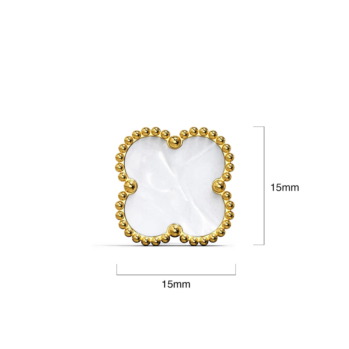 Bullion Gold White Clover Stud Earrings