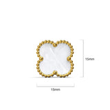 Bullion Gold White Clover Stud Earrings