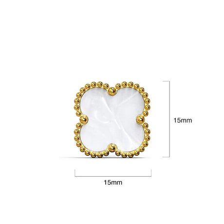 Bullion Gold White Clover Stud Earrings