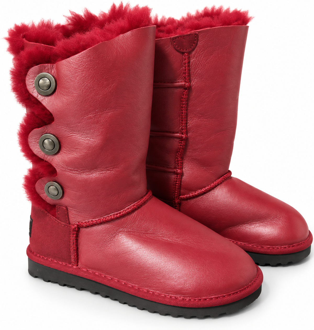 Australian Leather Ugg Classic Long Triple Button Metallic - Tomato - AU4