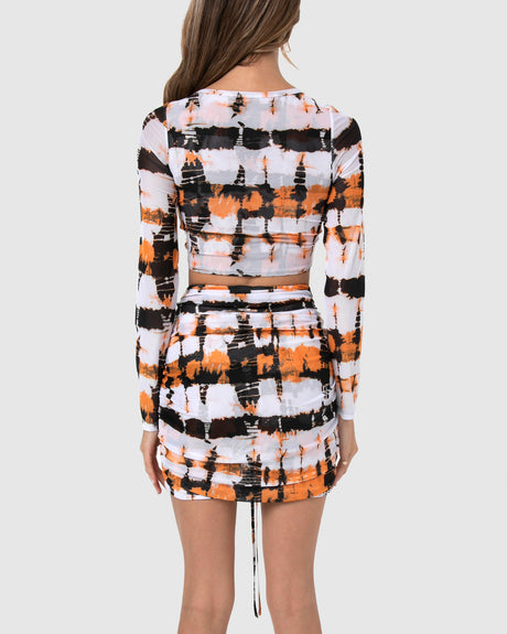 BY.DYLN Odette Skirt - Orange Print