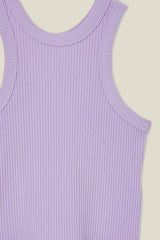 Cotton On Kids Girls Fitted Essential Tank - Lilac Drop Rib