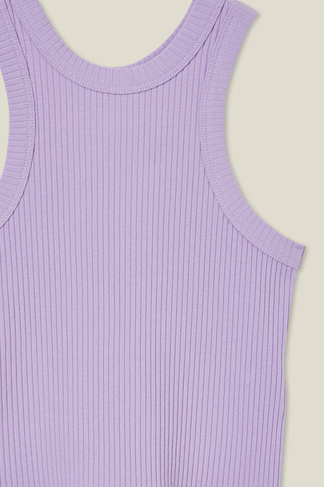 Cotton On Kids Girls Fitted Essential Tank - Lilac Drop Rib