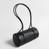 Leather Cylinder Crossbody Bag – Lychee Grain Shoulder Bag