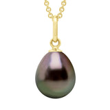Pendant Articulated Thread Yellow Gold 375 and Real Cultured Tahiti Pearl Pear 9-10 mm - Longueur 42 cm