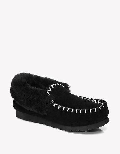 Popo Cow Suede Moccasin in Black