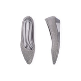 Rhinestone Gradient Knit Pointed Toe Wedge Flats - Grey