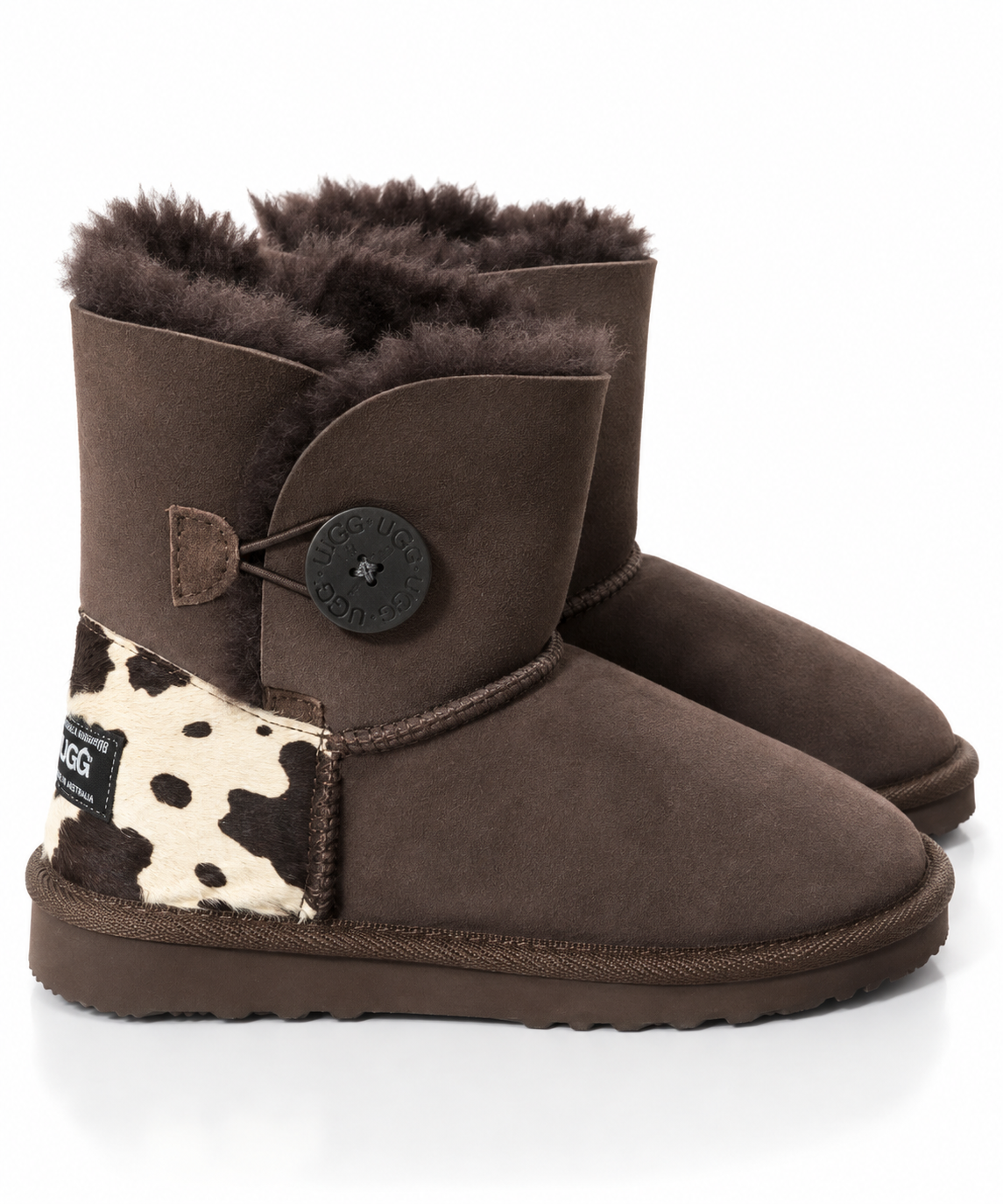 Australian Leather Ugg Mini Cow 1Button - Chocolate - AU8