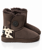 Australian Leather Ugg Mini Cow 1Button - Chocolate - AU8