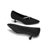 Countess Cross-Strap Kitten Heels - Black