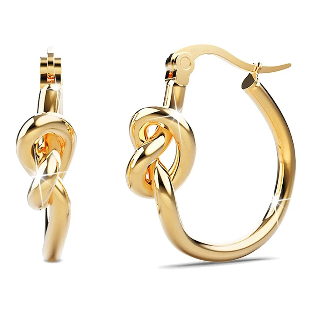 Bullion Gold Golden Knot Hoop Earrings Extra Large