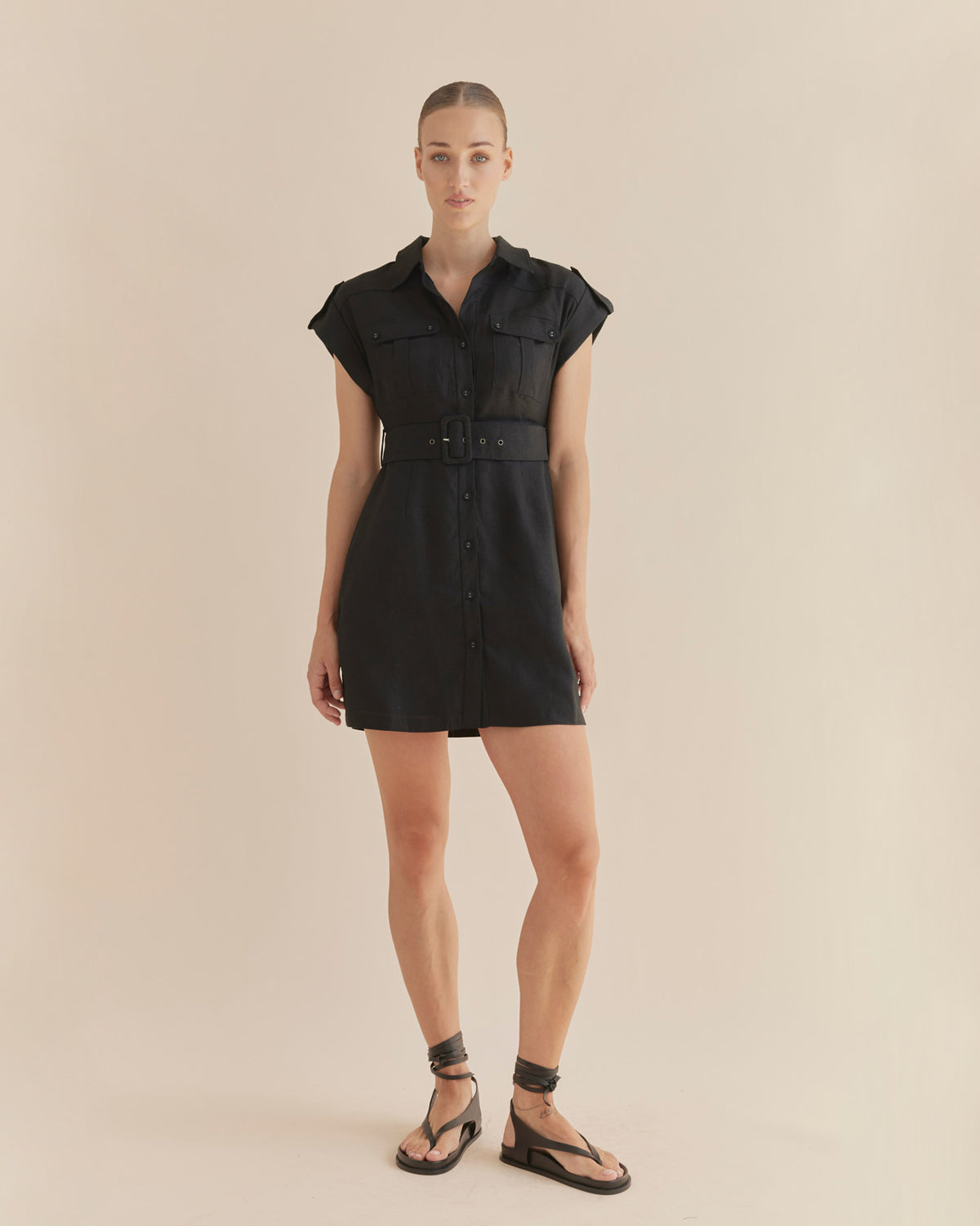 Amelius Esra Utility Mini Dress - Black