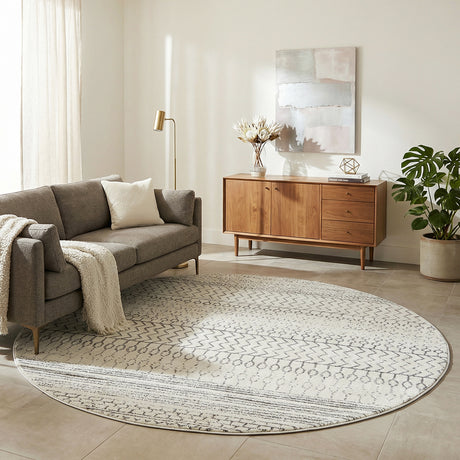 Chrome Harper Silver Round Rug
