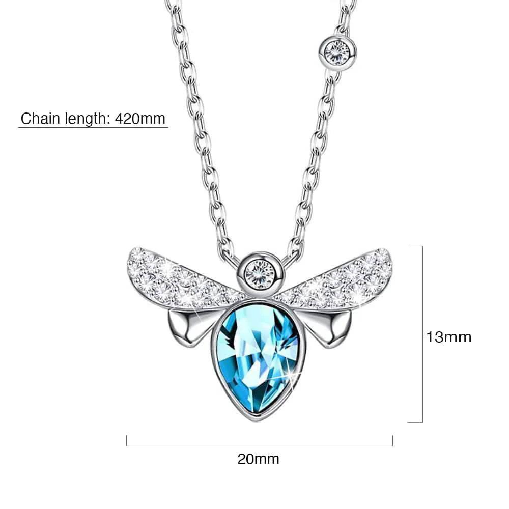 Krystal Couture Bee Crystal Blue Necklace Embellished with SWAROVSKI Crystals