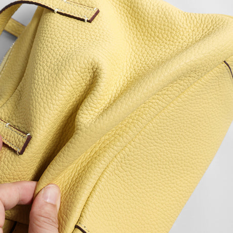 Premium Pebbled Calfskin Bowling Bag - Yellow